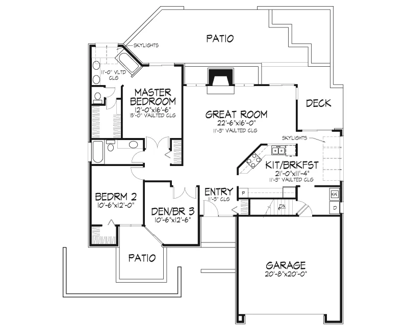Modern House Plan First Floor - Chalmers Ranch Home 072D-0551 - Search House Plans and More