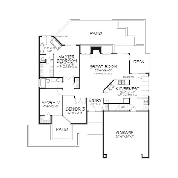 Contemporary House Plan First Floor - Chalmers Ranch Home 072D-0551 - Search House Plans and More