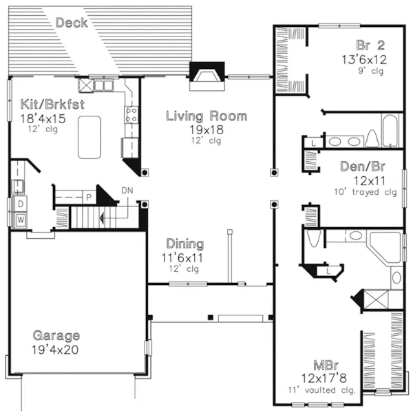 Traditional House Plan First Floor - Downers Grove Country Home 072D-0554 - Search House Plans and More