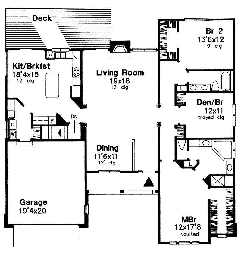 Southern House Plan First Floor - Sunnymount Ranch Home 072D-0555 - Shop House Plans and More