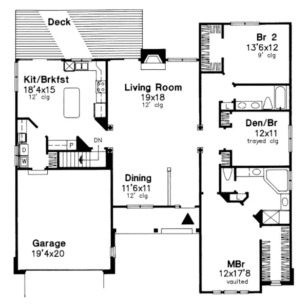 Country House Plan First Floor - Sunnymount Ranch Home 072D-0555 - Shop House Plans and More