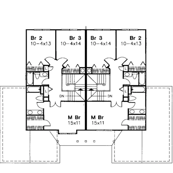 Multi-Family House Plan Second Floor - Patrisse Traditional Duplex 072D-0556 - Shop House Plans and More