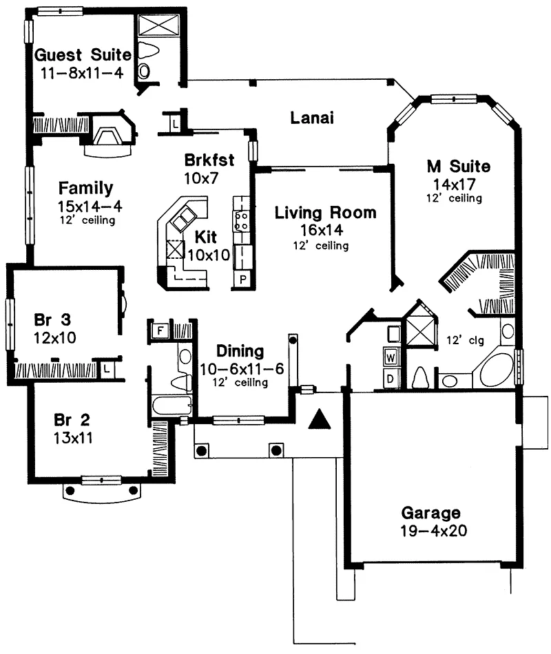 Southern House Plan First Floor - Carrizo Sunbelt Home 072D-0563 - Search House Plans and More