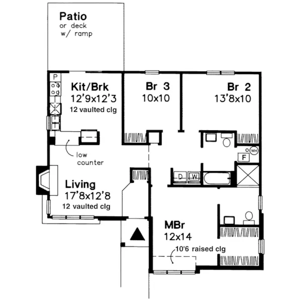 Ranch House Plan First Floor - Riordan Contemporary Ranch Home 072D-0567 - Shop House Plans and More