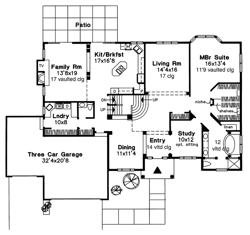 Florida House Plan First Floor - Galvin Luxury Sunbelt Home 072D-0568 - Search House Plans and More