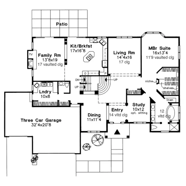 Traditional House Plan First Floor - Galvin Luxury Sunbelt Home 072D-0568 - Search House Plans and More