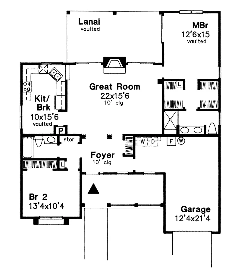 Southern House Plan First Floor - Boone Hill Country Ranch Home 072D-0570 - Search House Plans and More