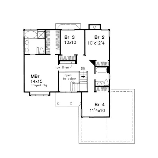 Colonial House Plan Second Floor - Bamburgh Traditional Home 072D-0572 - Search House Plans and More