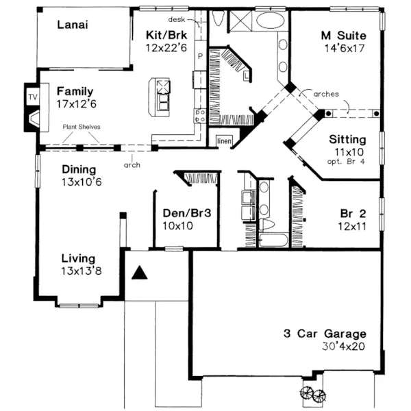 Modern House Plan First Floor - Lockhaven Ranch Home 072D-0578 - Shop House Plans and More