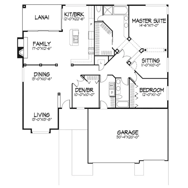 Spanish House Plan First Floor - Sanpiper Sunbelt Ranch Home 072D-0580 - Shop House Plans and More