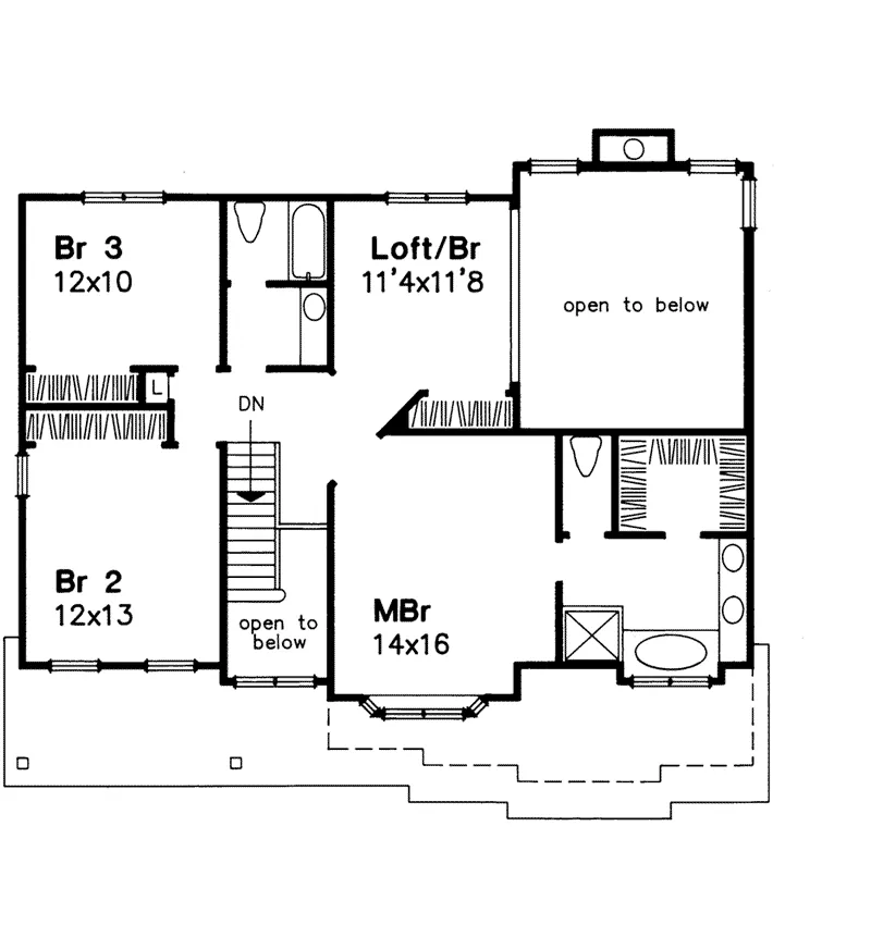 Southern House Plan Second Floor - Caladian Country Home 072D-0583 - Search House Plans and More