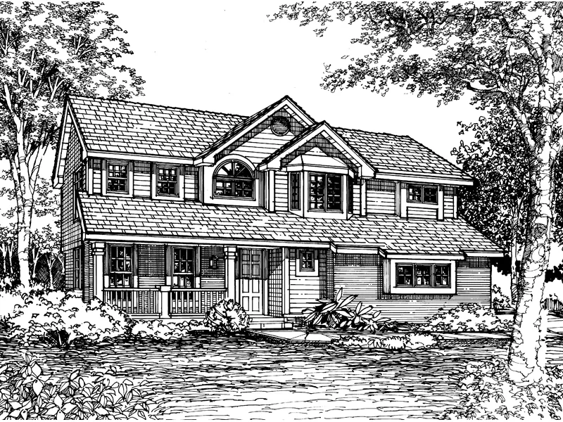 Contemporary House Plan Front of Home - Caladian Country Home 072D-0583 - Search House Plans and More