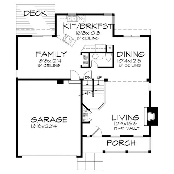 Traditional House Plan First Floor - Caribou Country Home 072D-0585 - Search House Plans and More