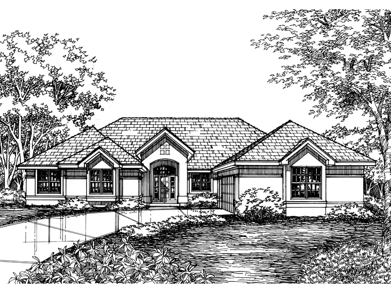 Modern House Plan Front of Home - Lexington Oaks One-Level Home 072D-0588 - Shop House Plans and More