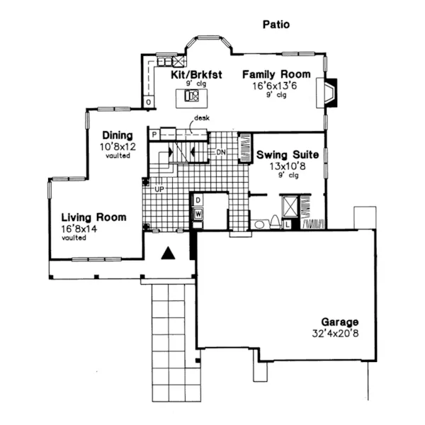 Colonial House Plan First Floor - Caliburn Country Home 072D-0590 - Search House Plans and More