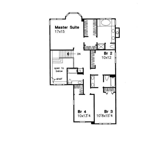 Colonial House Plan Second Floor - Caliburn Country Home 072D-0590 - Search House Plans and More