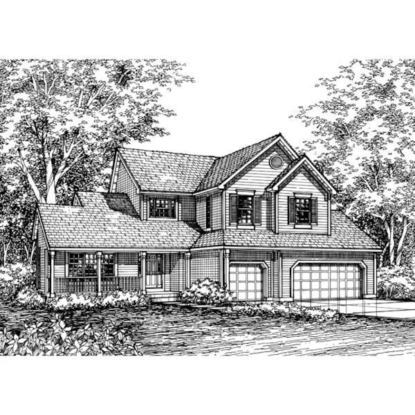 Colonial House Plan Front of Home - Caliburn Country Home 072D-0590 - Search House Plans and More