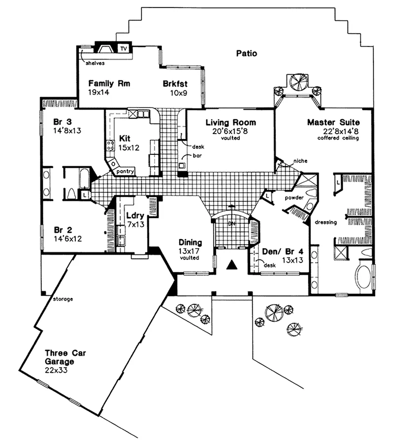 Country House Plan First Floor - Salinas Valley Country Home 072D-0592 - Shop House Plans and More