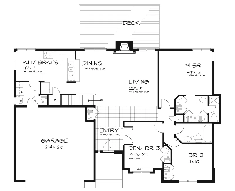 Southern House Plan First Floor - Eberbach Ranch Home 072D-0593 - Search House Plans and More