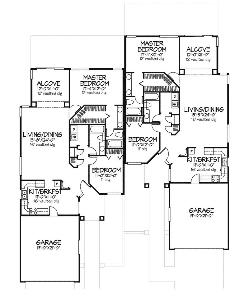 Mediterranean House Plan First Floor - Palladio Palm Stucco Duplex 072D-0594 - Shop House Plans and More
