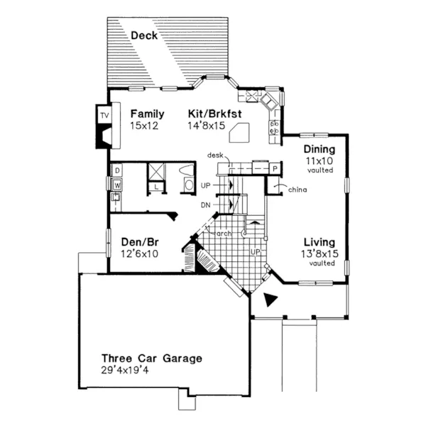 Southern House Plan First Floor - Dorothy Hill Traditional Home 072D-0598 - Search House Plans and More