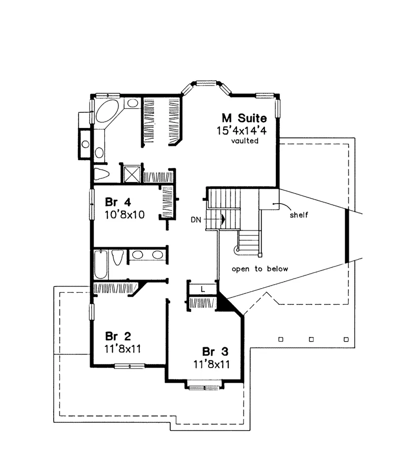 Modern House Plan Second Floor - Dorothy Hill Traditional Home 072D-0598 - Search House Plans and More