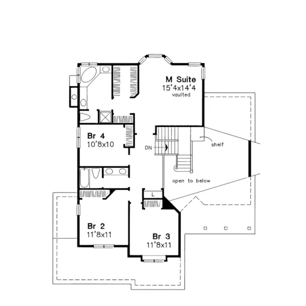 Southern House Plan Second Floor - Dorothy Hill Traditional Home 072D-0598 - Search House Plans and More