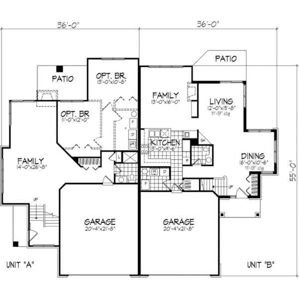 Country House Plan First Floor - Bamberger Two-Story Duplex 072D-0601 - Search House Plans and More