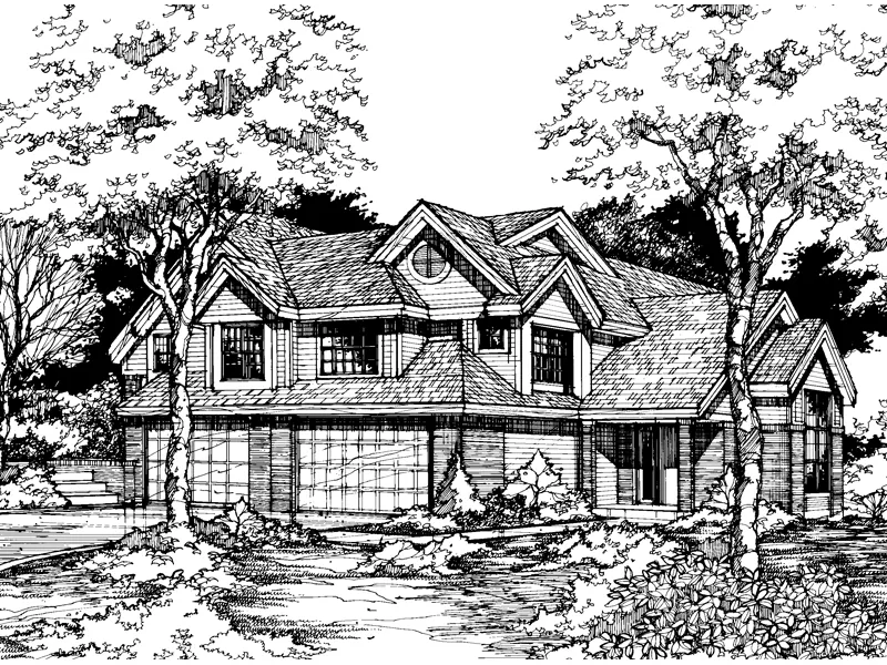 Country House Plan Front of Home - Bamberger Two-Story Duplex 072D-0601 - Search House Plans and More