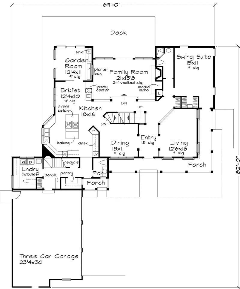 Farmhouse Plan First Floor - Forest Peak Luxury Rustic Home 072D-0604 - Search House Plans and More