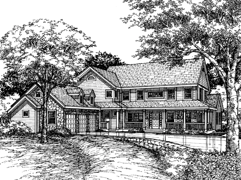 Farmhouse Plan Front of Home - Forest Peak Luxury Rustic Home 072D-0604 - Search House Plans and More