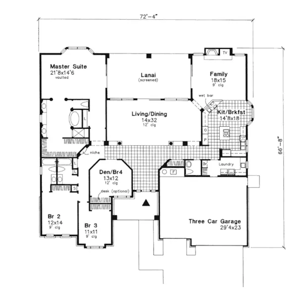 Sunbelt House Plan First Floor - Collier Bluff Luxury Home 072D-0605 - Search House Plans and More