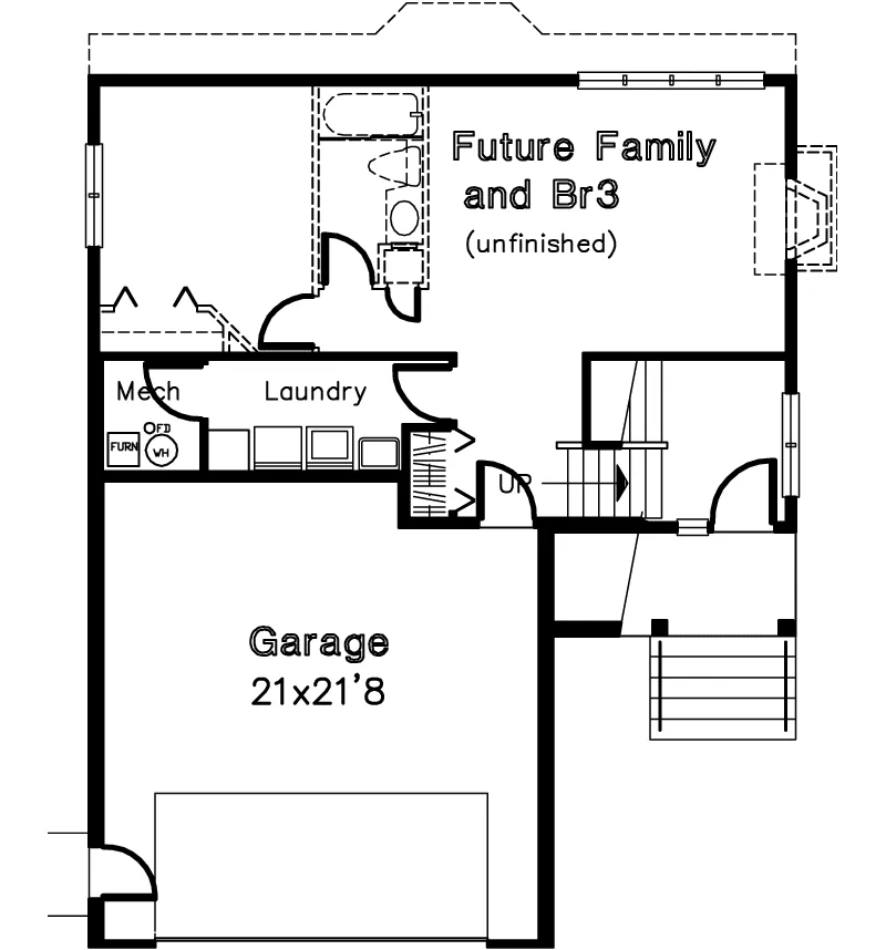 Country House Plan Lower Level Floor - Whaley Place Narrow Lot Home 072D-0608 - Shop House Plans and More
