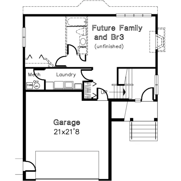 Traditional House Plan Lower Level Floor - Whaley Place Narrow Lot Home 072D-0608 - Shop House Plans and More