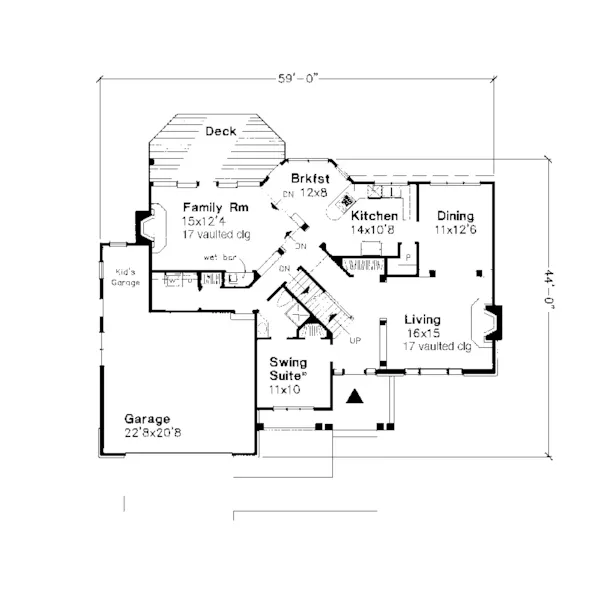 Contemporary House Plan First Floor - Huntingham Southern Home 072D-0613 - Search House Plans and More