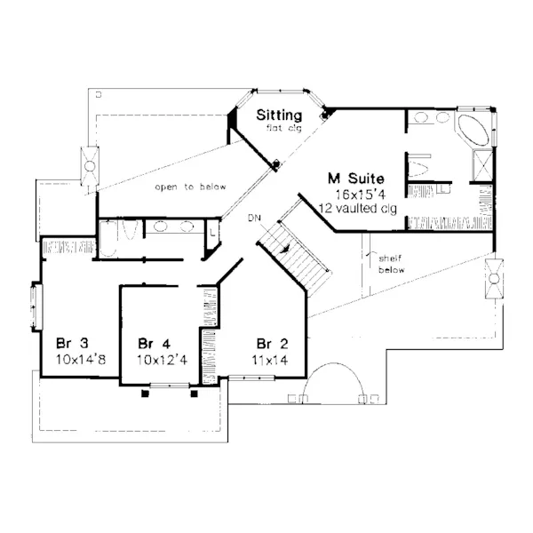 Contemporary House Plan Second Floor - Huntingham Southern Home 072D-0613 - Search House Plans and More