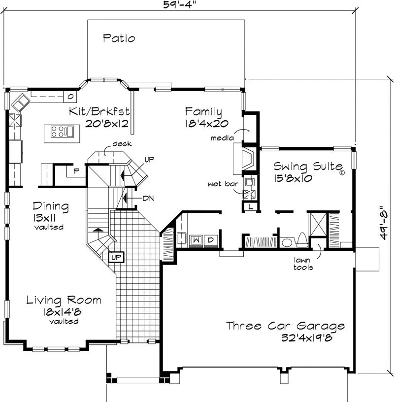 Traditional House Plan First Floor - Glenmeade Luxury Craftsman Home 072D-0614 - Search House Plans and More