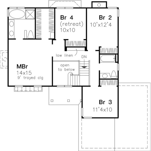 Neoclassical House Plan Second Floor - Hoover Place Traditional Home 072D-0618 - Search House Plans and More