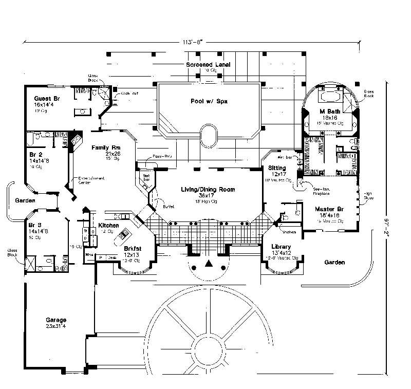 Southwestern House Plan First Floor - Romano Luxury Home 072D-0619 - Shop House Plans and More