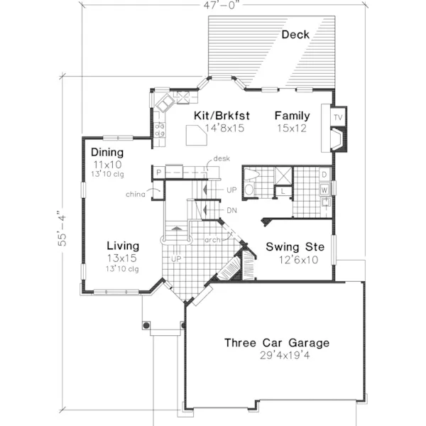 Southern House Plan First Floor - Glenmeadow Traditional Home 072D-0622 - Search House Plans and More