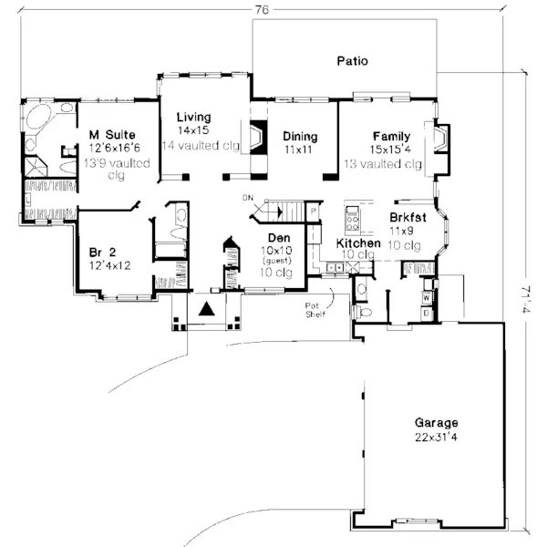 Colonial House Plan First Floor - Platinum Hill Craftsman Home 072D-0624 - Shop House Plans and More