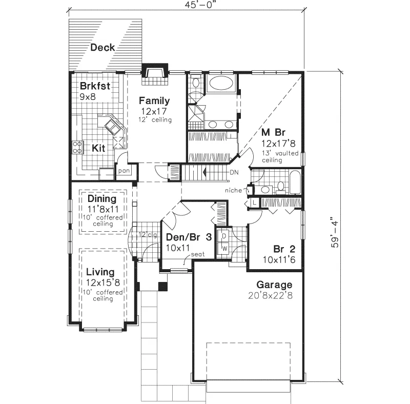 Southern House Plan First Floor - Pulaski Ranch Home 072D-0625 - Shop House Plans and More