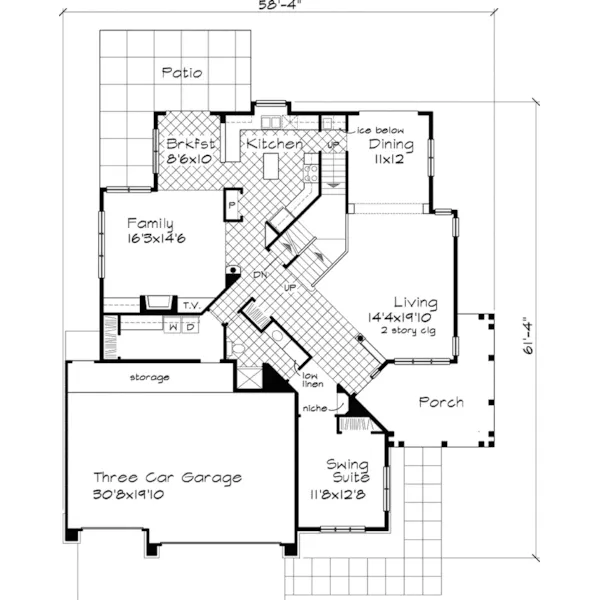 Country House Plan First Floor - Gilmore Place Craftsman Home 072D-0626 - Search House Plans and More