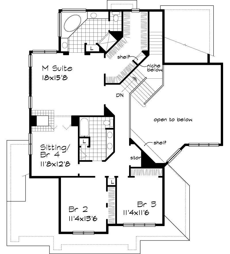 Modern House Plan Second Floor - Gilmore Place Craftsman Home 072D-0626 - Search House Plans and More