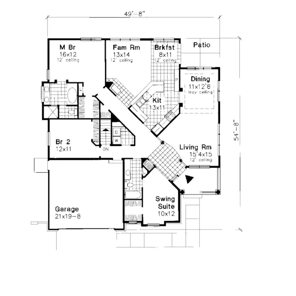 Cabin & Cottage House Plan First Floor - Gideon Neoclassical Home 072D-0627 - Search House Plans and More