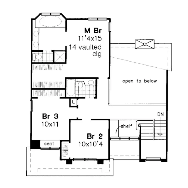 Contemporary House Plan Second Floor - Horsham Traditional Home 072D-0632 - Search House Plans and More