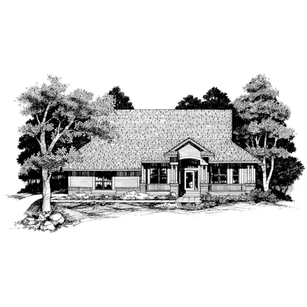 Ranch House Plan Front of Home - Castleaire Craftsman Ranch Home 072D-0634 - Search House Plans and More