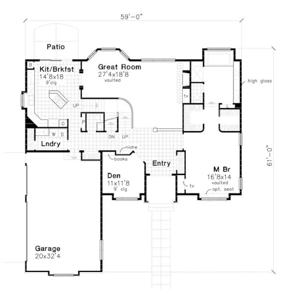 Southern House Plan First Floor - Peavine Canyon Traditional Home 072D-0635 - Shop House Plans and More