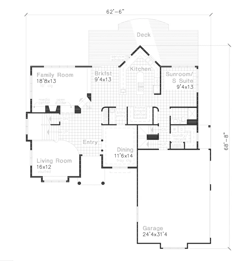 Country House Plan First Floor - Everett Mill Tudor Style Home 072D-0636 - Search House Plans and More