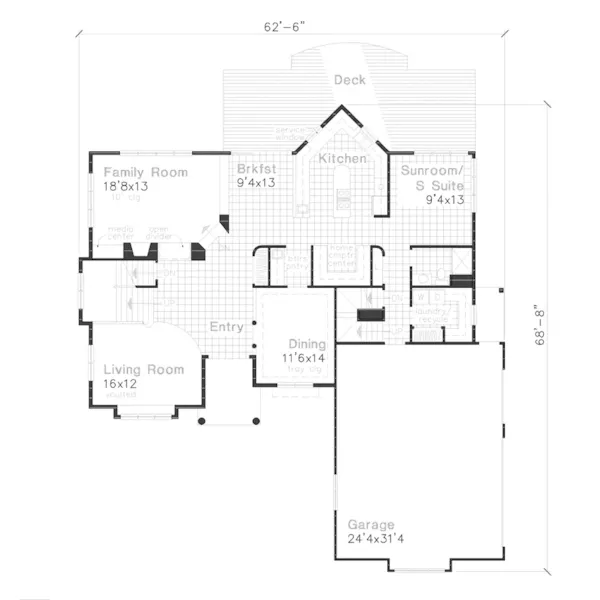 Contemporary House Plan First Floor - Everett Mill Tudor Style Home 072D-0636 - Search House Plans and More